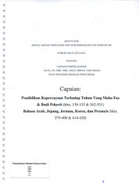 Capaian: Pendidikan Kepercayaan Terhadap Tuhan Yang Maha Esa & Budi Pekerti; Bahasa Arab, Jepang, Jerman, Korea, dan Perancis