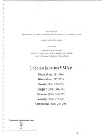 Capaian (Khusus SMA): Fisika, Kimia, Biologi, Geografi, Ekonomi, Sosiologi, Antropologi